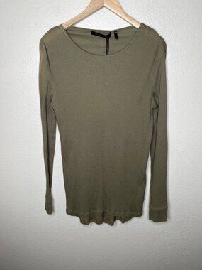 Balmain X H&M Olive Green Ribbed Mens Long Sleeve Top Size Small cotton
